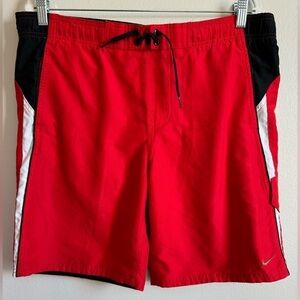 Nike Men’s Red Drawstring Mesh Lined Swim Trunks with Pockets Size S